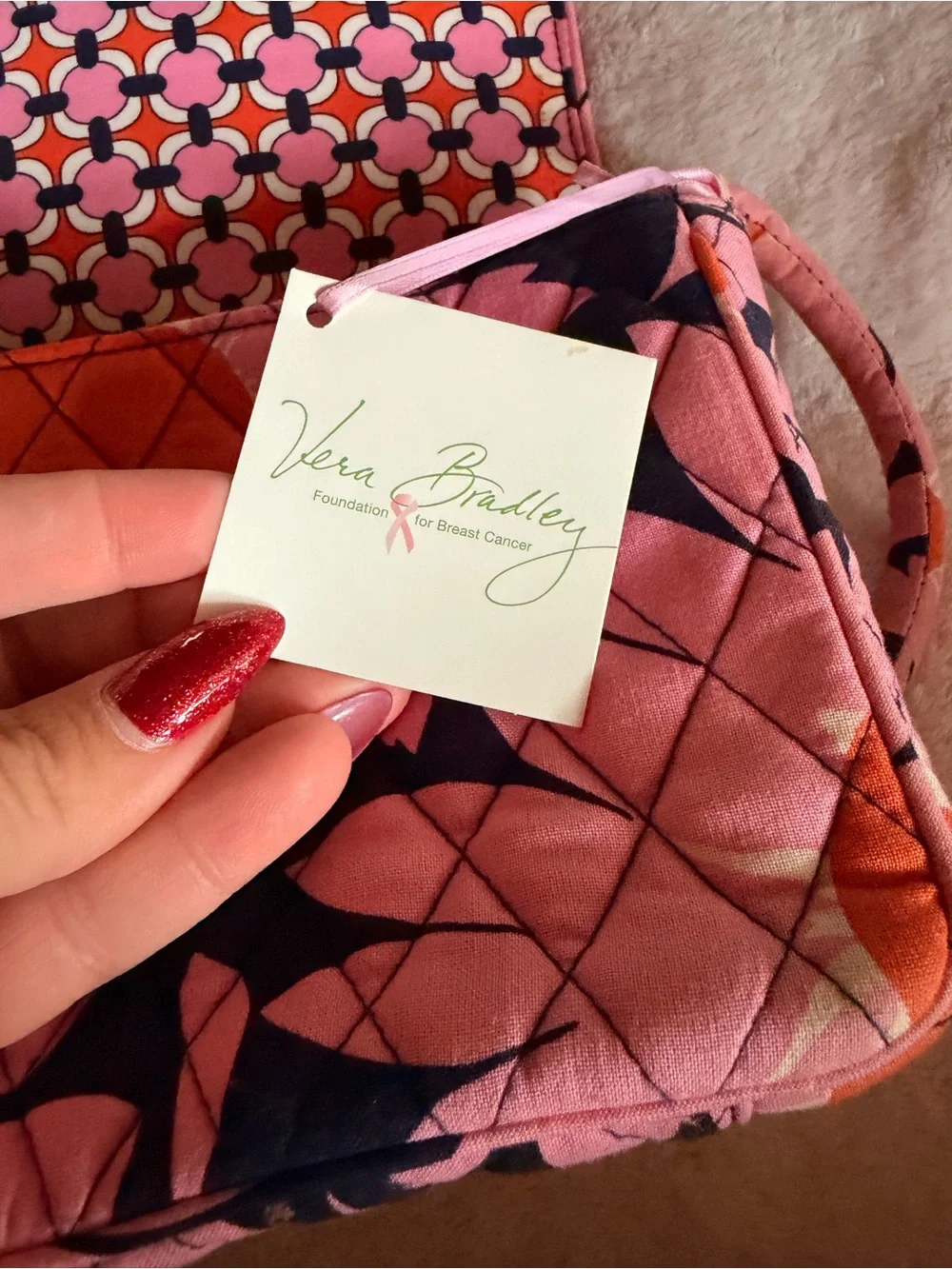 NWT Vera Bradley Pink Floral Quilted Shoulder Bag